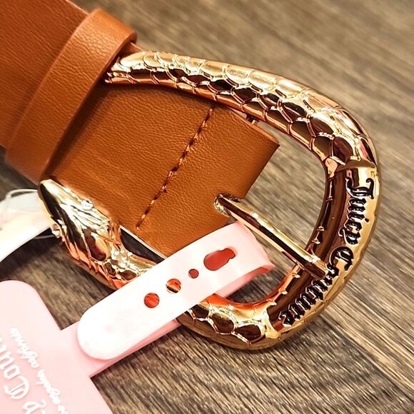 Juicy Couture Signature Logo Rhinestone Snake Buckle Belt 